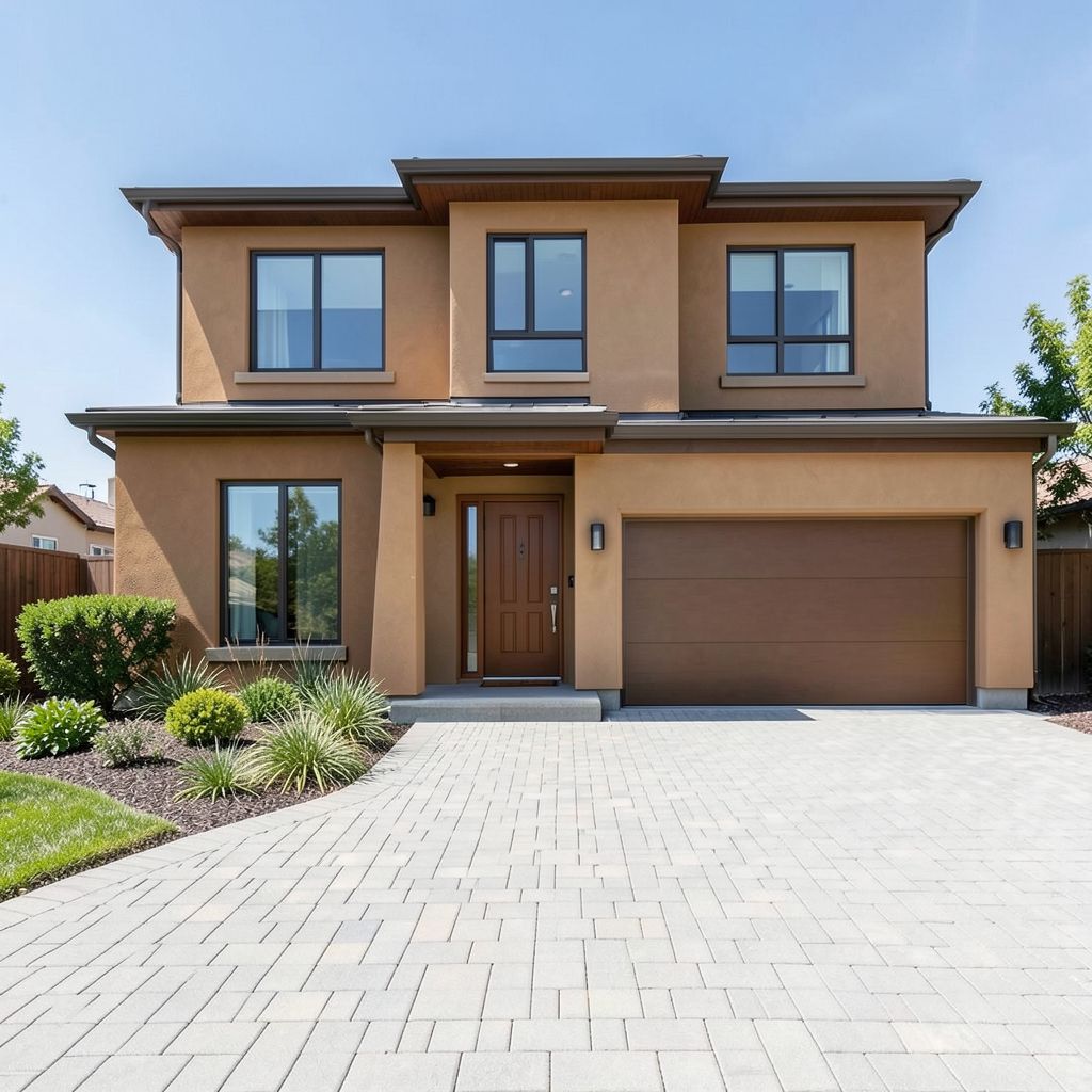 Professional general contracting work on a luxury single-story home in Sunnyvale Santa Clara County featuring a premium stone and glass facade with polished surfaces and outstanding curb appeal
