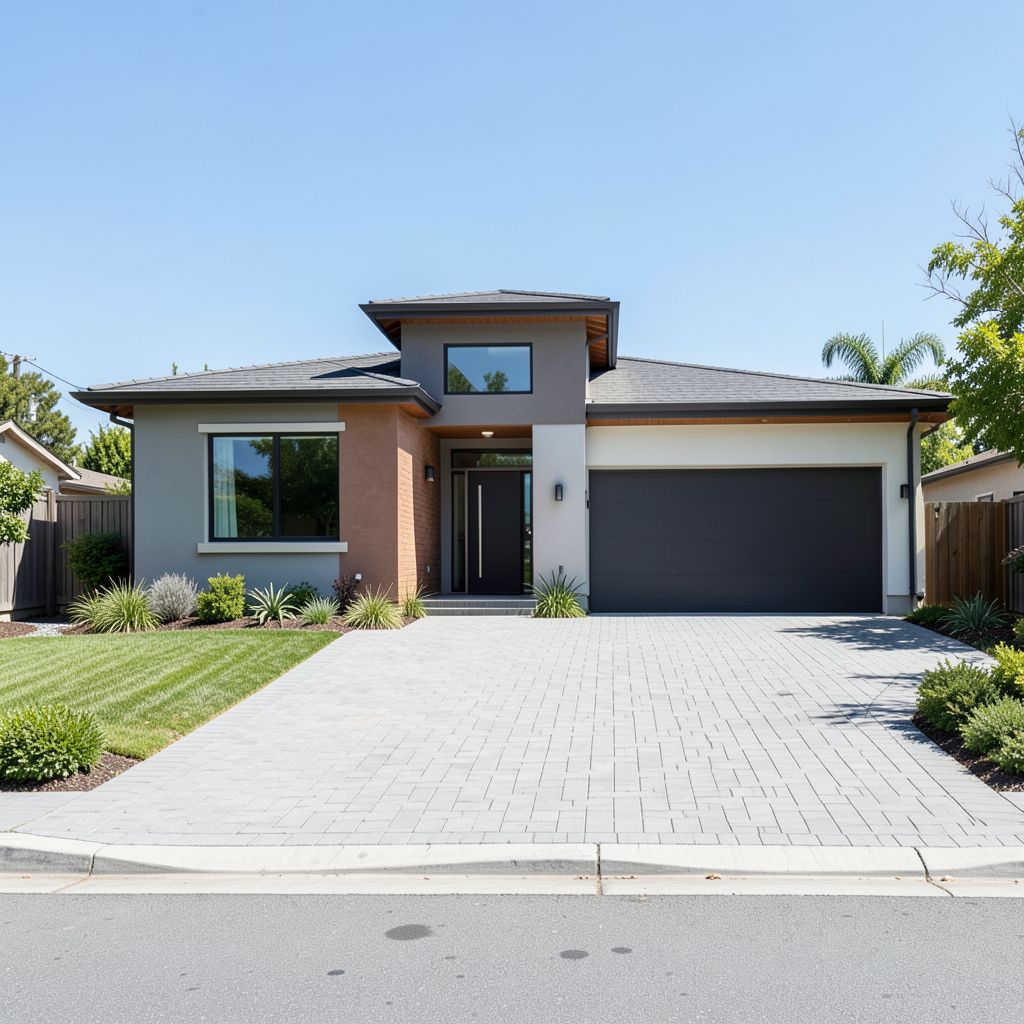 Home remodeling in San Jose CA showcases a modern ranch-style home with resort-style pool outdoor kitchen and patio newly renovated exterior with crisp windows and brand new front door